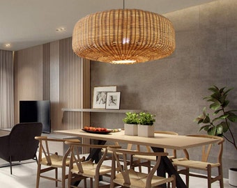New Woven Rattan Light Fixtures, Wicker Rattan Lampshade Bamboo Lamp Pendant