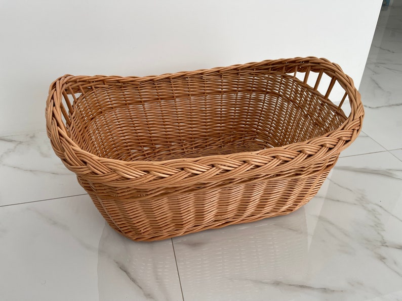 Large Wicker Laundry Basket Handled Oval Basket Large Etsy