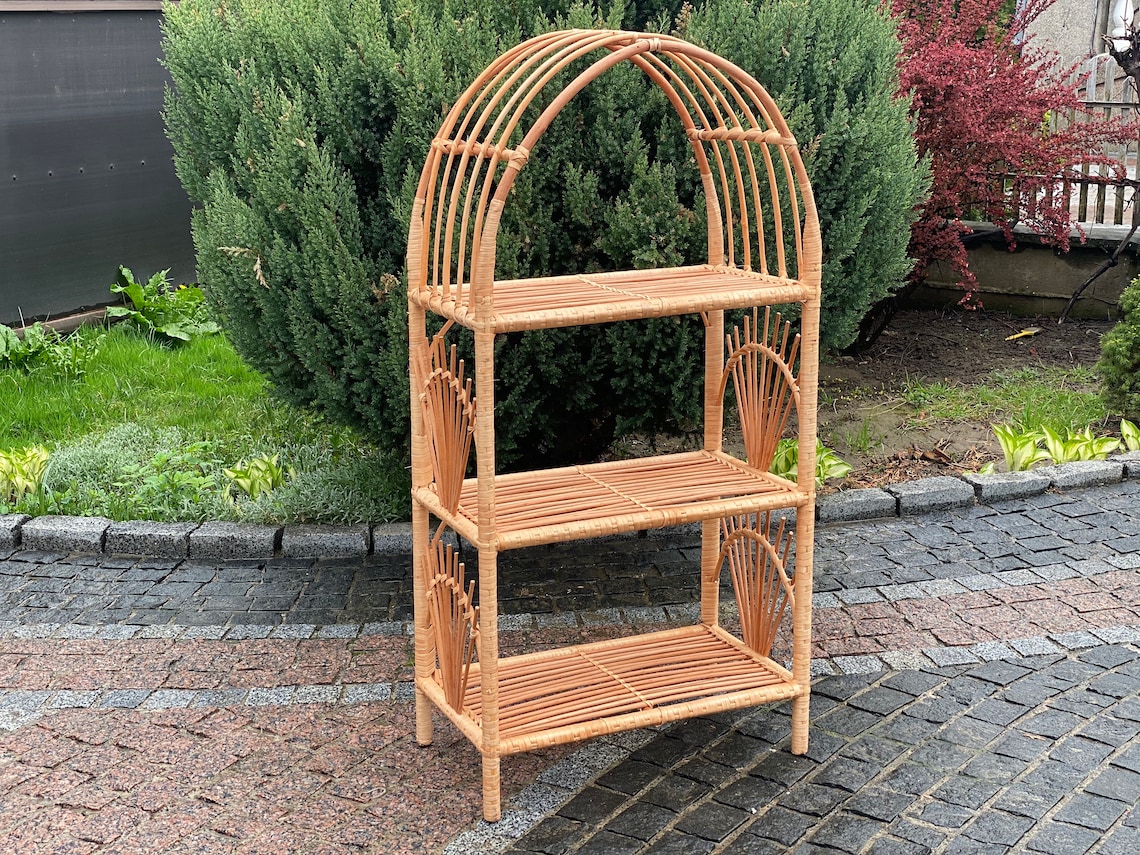 Wicker Shelf Storage shelf Bookshelf Plant shelf Rattan Etsy