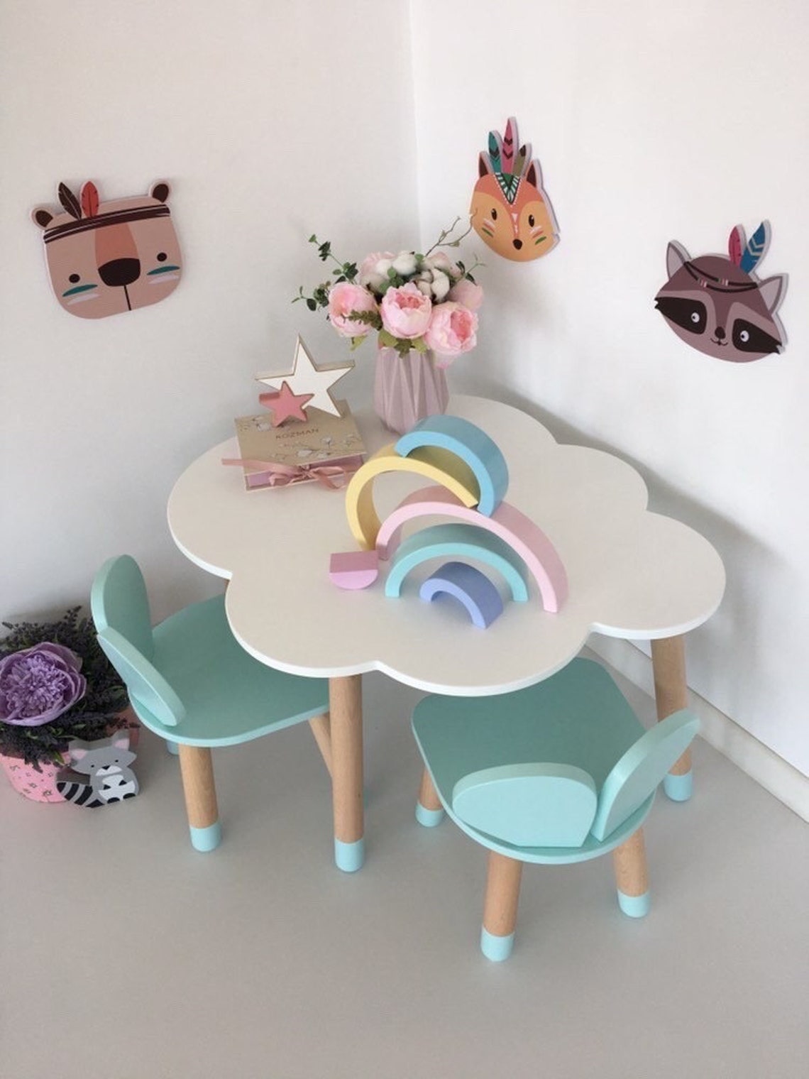 Kids Table and Chairs Children Desk Chair Set - Etsy