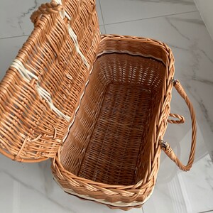 Picnic basket, Picnic Wicker Basket, Handwoven Picnic Basket, basket with lid