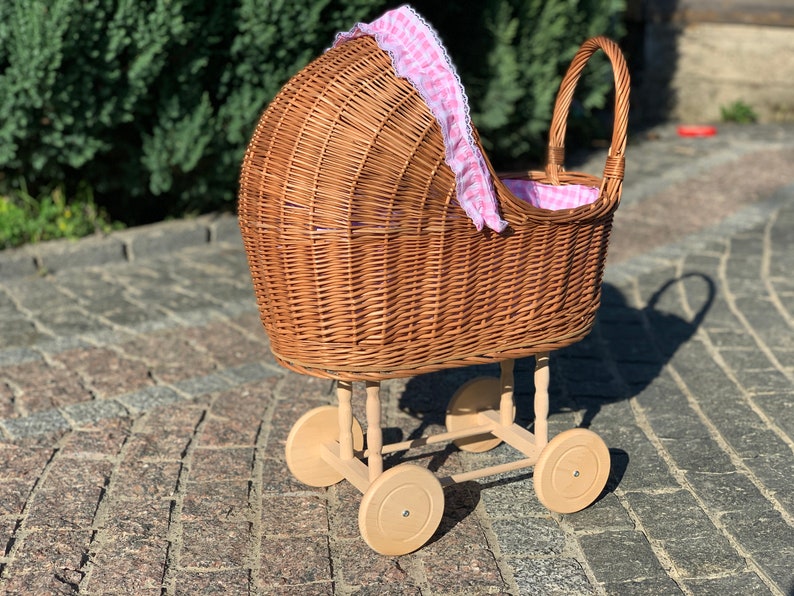 Wicker Baby Carriage, Doll Stroller, Doll Pram, Wicker Doll Stroller, Wicker Doll Pram, Wicker Willow Doll Stroller image 9