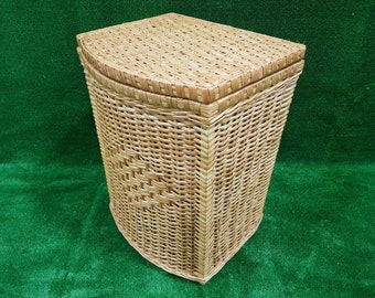 Wicker laundry basket with lid, wicker basket, wicker basket for bathroom