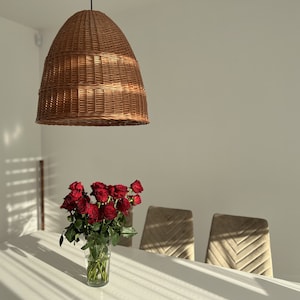 Wicker Rattan Lampshade Boho Style, Rattan Lamp Shade, Hanging Pendant, Handmade Rattan Lamp Shade, Pendant light, Rattan Lamp Shade