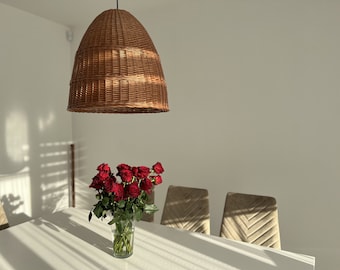 Handmade Wicker Rattan Lampshade, Boho Pendant Light