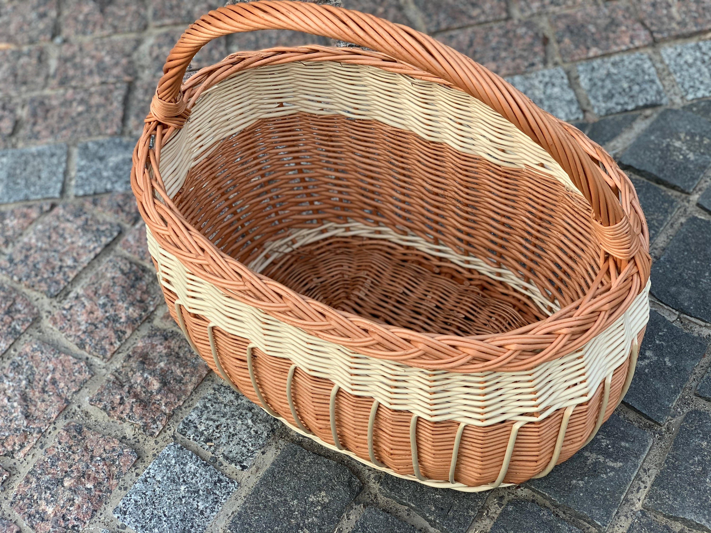 Willow Market Basket Handmade Willow Basket Woven Wicker Etsy