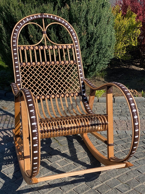Wicker Rocking Chair Organic Rattan Rocking Chair Willow Rocking Chair Etsy Canada
