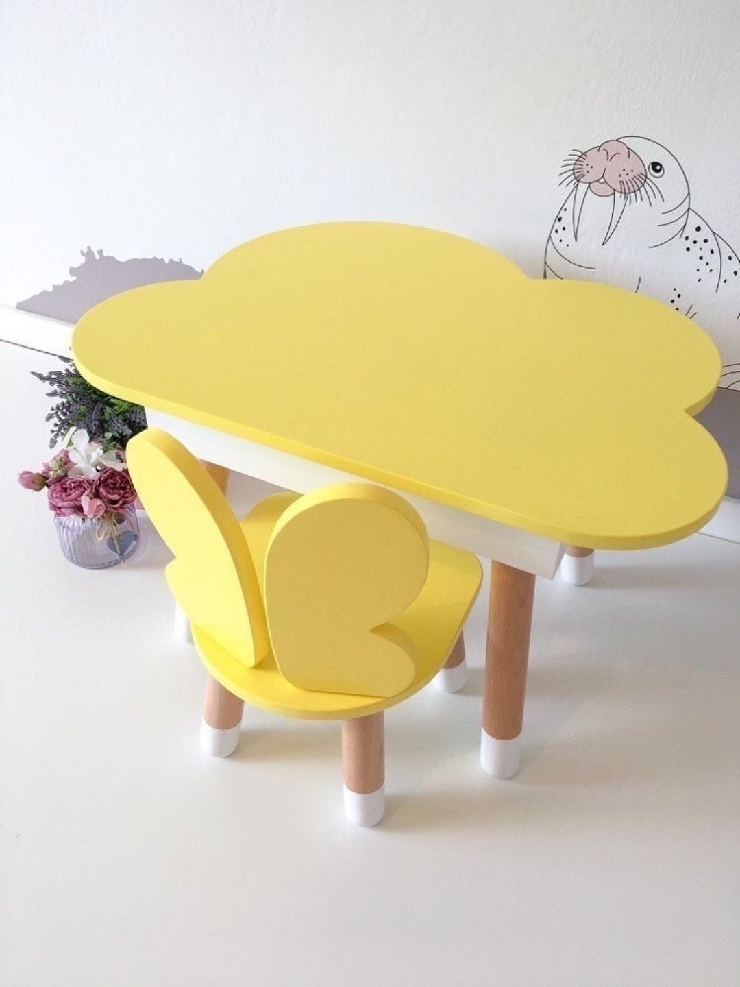 Wooden Toddler Table and Chair Set: Kids Playing Furniture - Etsy