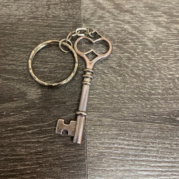 Silver Skeleton Key Keychain, Key Charm, Car Accessory