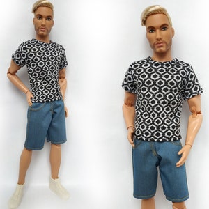 Doll clothes - T-shirt and shorts for male doll 12 inch, Doll outfit, clothes for doll, Doll jacket, Male doll clothes