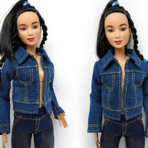 Doll clothes denim jacket for doll 11,5 - 12 in, doll jacket, Fashion doll clothes made to move fashionistas, doll outfit, royalty clothes
