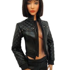 Vêtements de poupée - veste de motard en cuir pour poupée 12 pouces, tenue de poupée, vêtements de poupée de mode, vêtements de poupée de royauté, figurine de 12 pouces