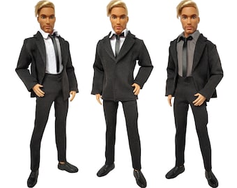 Doll clothes - Male Tuxedo Suit for doll 12 inch, Male business suit, Male wedding suit, Male doll outfit, Male doll Full Set, Doll jacket