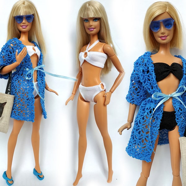 Doll clothes - swim suit, Beach pareo for doll 11.5 inch, Doll bikini, Doll outfit, Fashion doll clothes made to move fashionistas