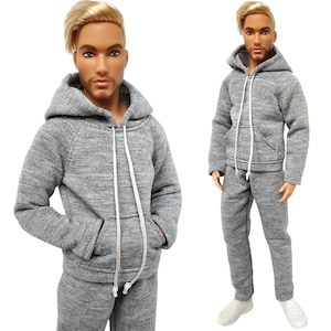 Doll clothes set - hoodie and pants for male doll 12 inch, Sports suit for doll, Male doll jacket, Made to move, 1/6 action figure