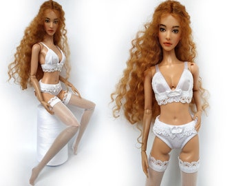 Handmade lingerie, Panty, Bra and Stockings: Clothes for Doll 12 in, 1/6 Scale