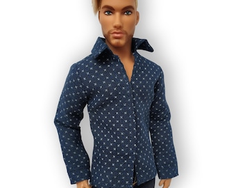 Handmade Doll Clothes: Shirt for male doll 12 inch, 1/6 Scale Figure