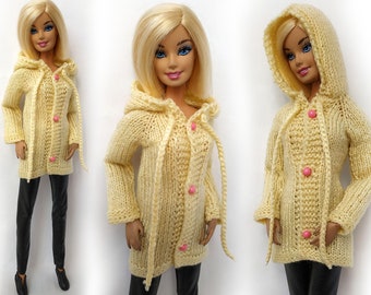 Clothes for doll - Jacket for doll 11.5 - 12 inch, doll sweater, doll knitted sweater, Fashion doll clothes made to move fashionistas