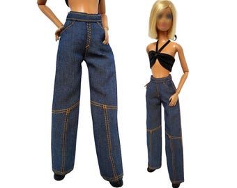 Doll clothes - Denim pants for doll 11.5 inch, Doll jeans, doll pants, Doll outfit, Fashion doll clothes, made to move fashionistas