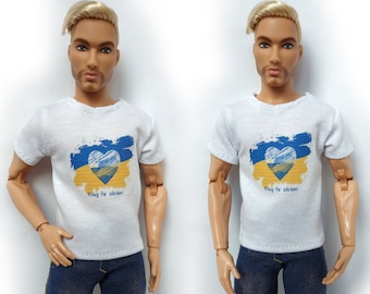 Handmade doll clothes: T-shirt for male doll 12 inch
