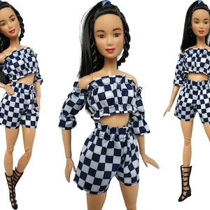 Doll clothes - top and shorts for doll 11.5 - 12 inch, Doll outfit, 1/6 scale clothes, Fashion doll clothes made to move fashionistas