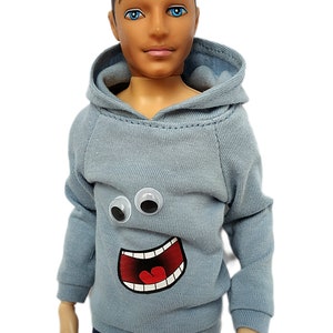 Doll clothes - hoodie for male doll 12 inch, doll hoodie, Male doll outfit, Boy doll clothes, Male doll Jacket, Clothes for 1/6 scale figure