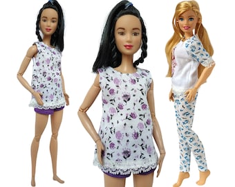 Handgjorda dockkläder för hemmabruk: Pyjamas - T-shirt och byxor till docka 30 cm