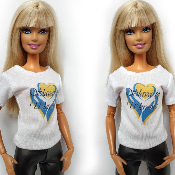 Doll clothes - T-Shirt for doll 11.5 inch, Doll outfit, fashion royalty clothes, Doll top made to move, Blue and yellow symbols Ukraine flag