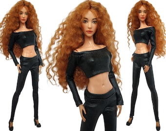 Handmade Doll Clothes: top and pants for 12 inch doll