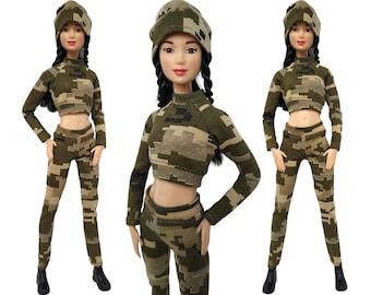 Handmade Camouflage Military Uniform: Clothes for Doll 11.5-12 inch