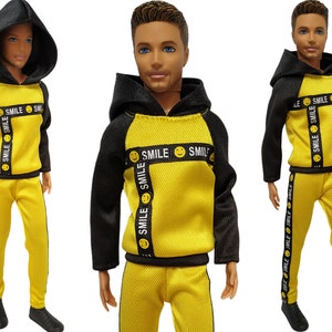 Doll clothes set - Hoodie and pants for male doll 12 inches, Sports suit for doll, Male doll jacket, Made to move, Boy doll clothes