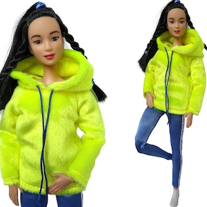 Doll clothes - hoodie for doll 11.5 in - 12 in, Doll jacket, hoodie top, clothes for doll, Fashion doll clothes made to move fashionistas