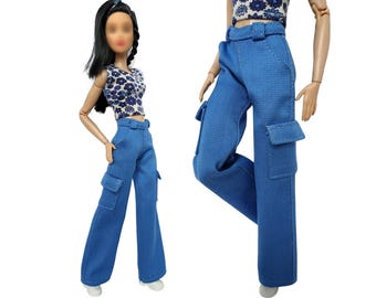 Handgemaakte broek, jeans: kleding voor poppen 11,5 inch