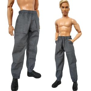 Doll clothes - Pants for male doll 12 inch, Male doll Clothes in 1/6 scale, Doll fashionable trousers, Male doll outfit, Doll jeans