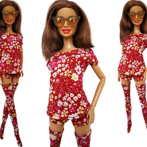 Doll clothes - Set 3 in 1 - T-shirt, shorts and gaiters for doll 11.5 inch, Doll outfit, Fashion doll clothes made to move fashionistas