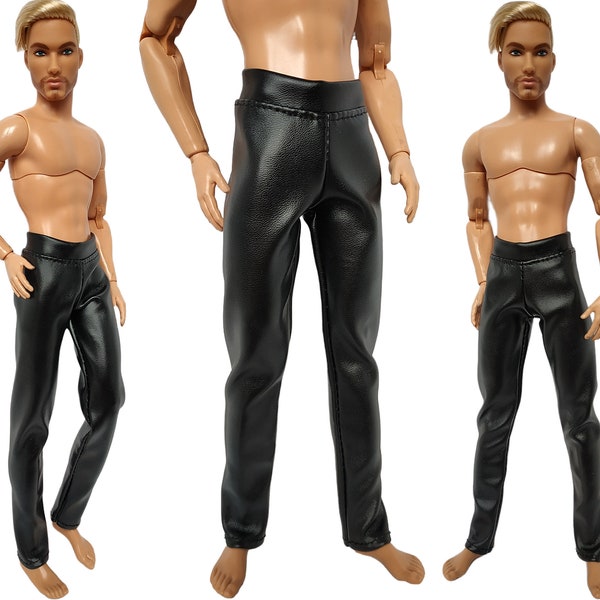 Vêtements pour poupée - Pantalon en cuir pour poupée homme 30 cm, tenue pour poupée homme, figurine articulée 1/6, pantalon pour poupée mannequin fait pour émouvoir les fashionistas