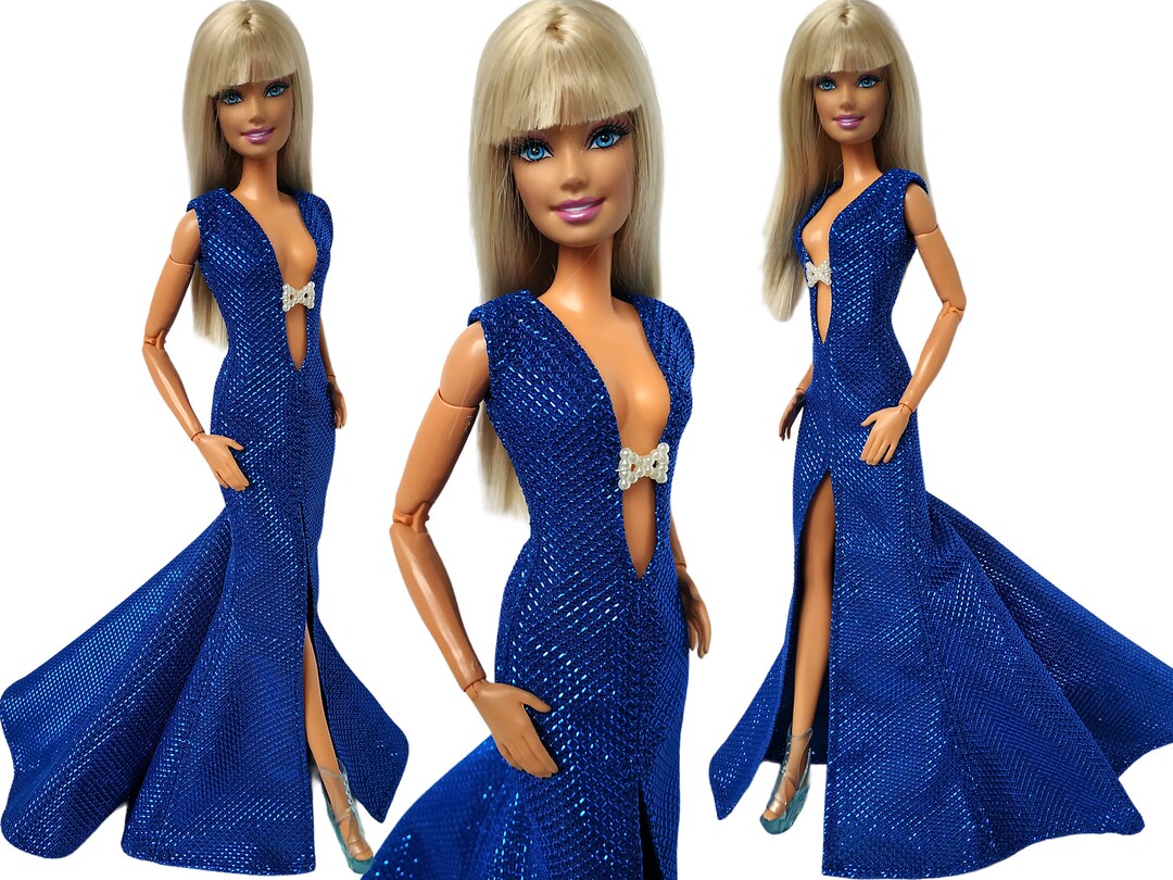 Clothes for Doll Doll Evening Dress, Doll Outfit, Dress With a Train