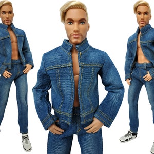 Ropa para muñecas - Pantalones y chaqueta de mezclilla para muñeco masculino de 12 pulgadas, Jeans, ropa para muñecas, atuendo para muñeco masculino, chaqueta para muñeca, ropa para muñeco masculino de 12 pulgadas