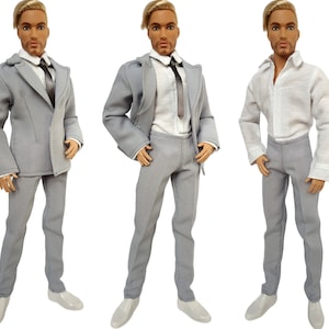 Doll clothes - Male Tuxedo Suit for doll 12 inch, Male business suit, Male wedding suit, Male doll outfit, Male doll Full Set, Doll jacket