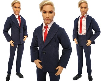 Handmade Doll Clothes: Male Tuxedo, Business Suit for doll 12 inch, 1/6 Scale Figure