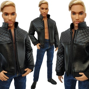 Doll clothes - leather jacket for male doll 12 inch, Male doll outfit, Biker jacket male doll, clothes for doll