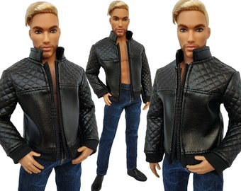 Doll clothes - leather jacket for male doll 12 inch, Male doll outfit, Biker jacket male doll, clothes for doll