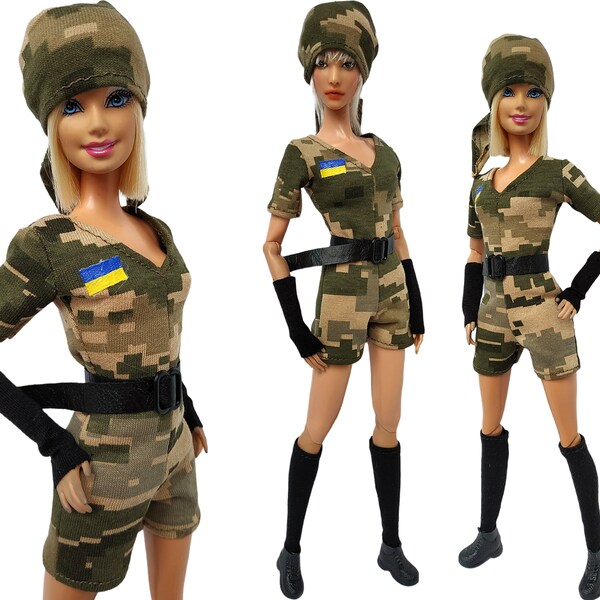 Doll clothes - Camouflage military uniform for doll 11 - 12 inch - Doll soldier, Doll army uniform outfit, made to move fashionistas