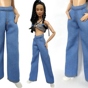 Doll clothes - Denim pants for doll 11.5 inch, Doll jeans, doll pants, Doll outfit, Fashion doll clothes, made to move fashionistas