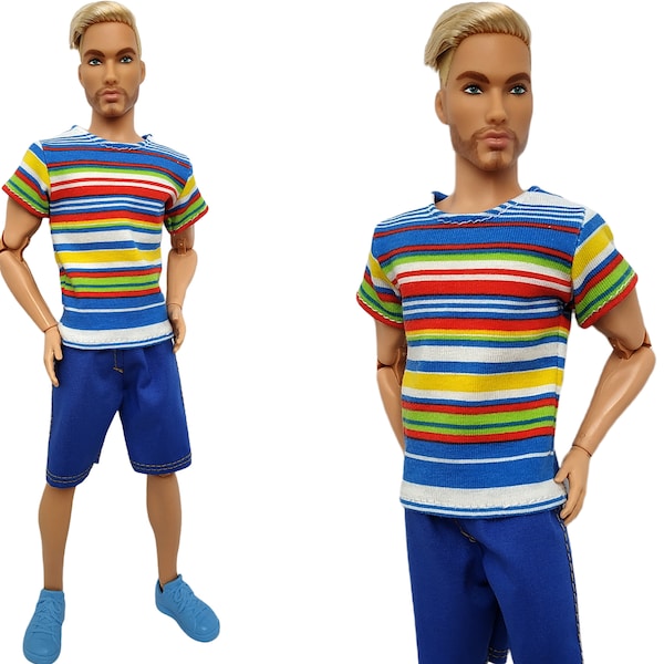 Doll clothes set - T-shirt and shorts for male doll 12 inch, Doll costume, Male doll outfit, Male doll clothes 12 inches