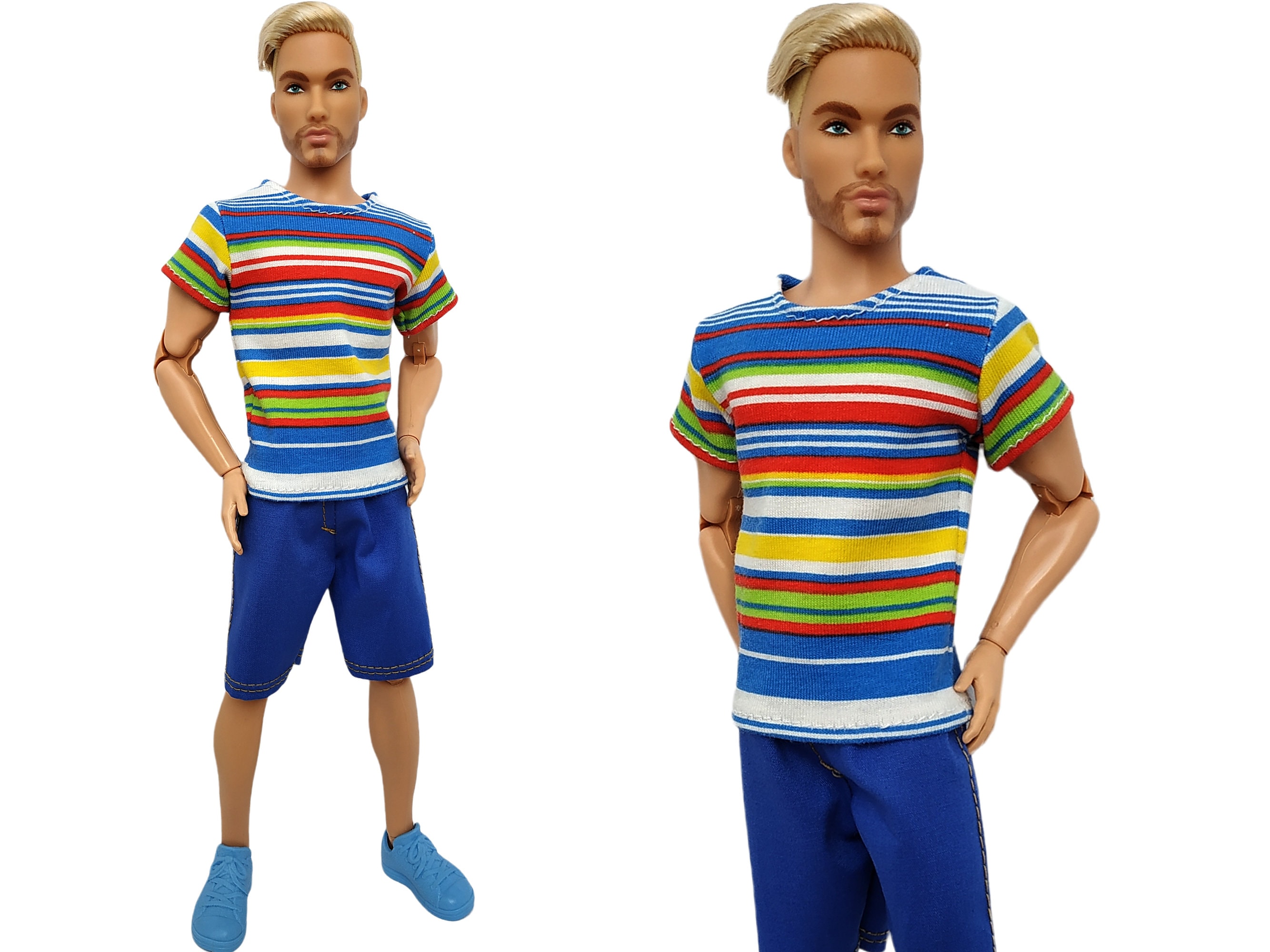 Doll clothes set - T-shirt and shorts for male doll 12 inch, Doll costume, Male doll outfit, Male doll clothes 12 inches