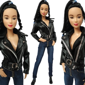 Vêtements pour poupée - Blouson de motard en cuir pour poupée 11,5 - 12 pouces - Vêtements de poupée, Vêtements de poupée et Vêtements de poupée faits pour émouvoir les fashionistas
