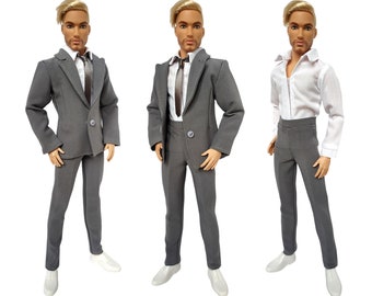 Doll clothes - Male Tuxedo Suit for doll 12 inch, Male business suit, Male wedding suit, Male doll outfit, Male doll Full Set, Doll jacket