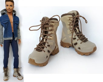 Male Doll Boots: for doll 12 in, 1/6 Scale Action Figure Shoes