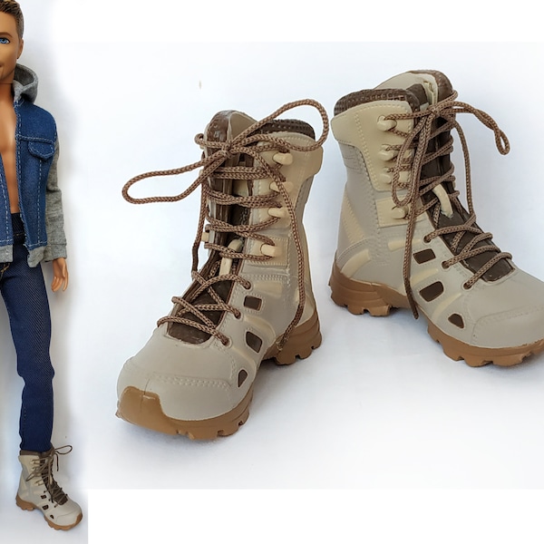 Male Doll Boots: for doll 12 in, 1/6 Scale Action Figure Shoes